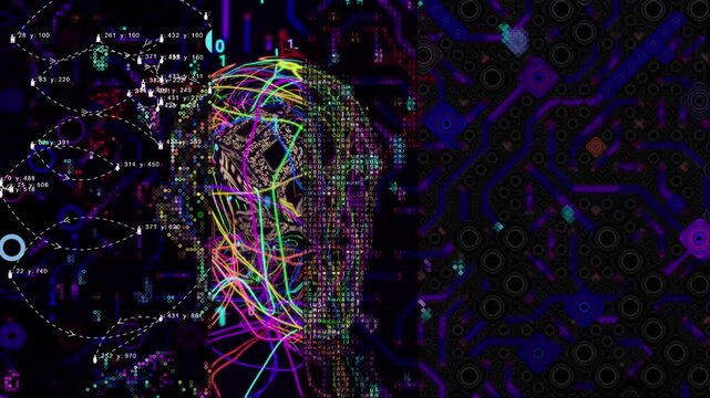 A looping 3D animation. An abstract animation on the topic of the technological process