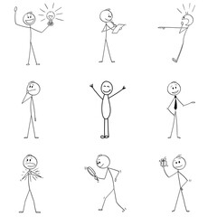 Set of Business Stick Figures Icons, Diverse Professional Actions and Emotions, Isolated Vector Graphic PNG for Infographics and Presentations © ARK1421