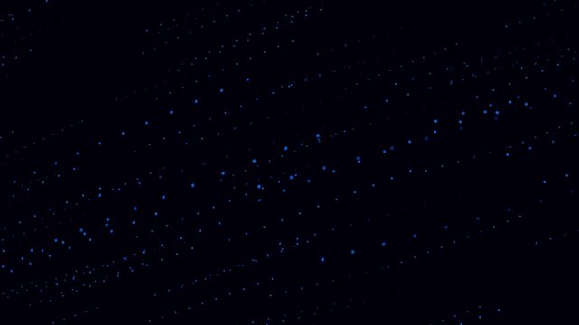 Rows of blue dots animation drifts softly across deep navy space. Minimalist digital matrix data points float in these blue dots. Modern abstract technology motion animates the blue dots.