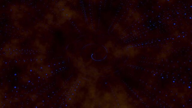 Cosmic swirl animation rotates with blue dots and a purple nebula. Deep space galaxy vortex motion streams inside the cosmic swirl. Breathtaking interstellar astronomy views capture the swirl.