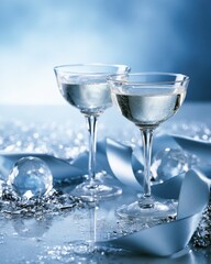 Obraz premium Elegant New Year celebration with sparkling drinks and festive decor