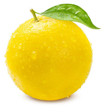 Yellow Orange with leaf isolated on white background, Orange fruit with clipping path, High resolution for beverage marketing, citrus-flavored product branding, and premium food packaging.