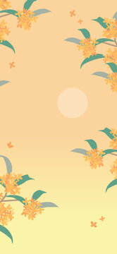 9月の夕暮れと金木犀のイラスト