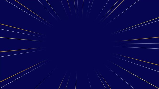 Fast radial speed lines, manga style white and gold motion streaks expanding from center, 4k blue background comic action effect, high energy velocity graphic