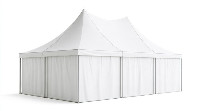 Large White Event Marquee Tent Isolated on White Background for Wedding or Party Mockup