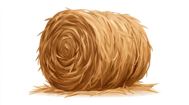 Round Hay Bale Illustration Isolated on White Background for Agricultural and Farming Concepts