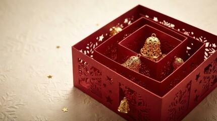 Obraz premium Christmas gift boxes with golden bells