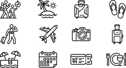 Fototapeta premium Travel-Vacation Tourism Adventure Icons Set