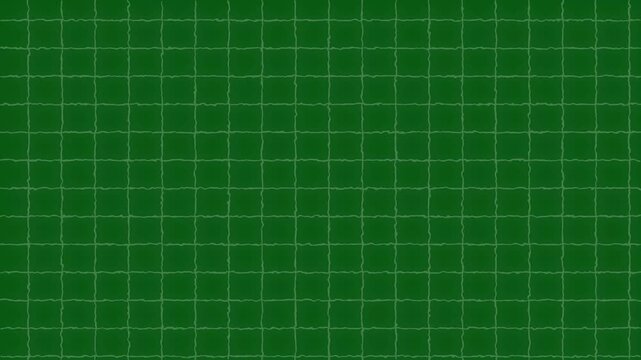 Animated white wireframe grid on green background, 4k flowing perspective lines , technology presentation , seamless motion graphic creating a digital lands
