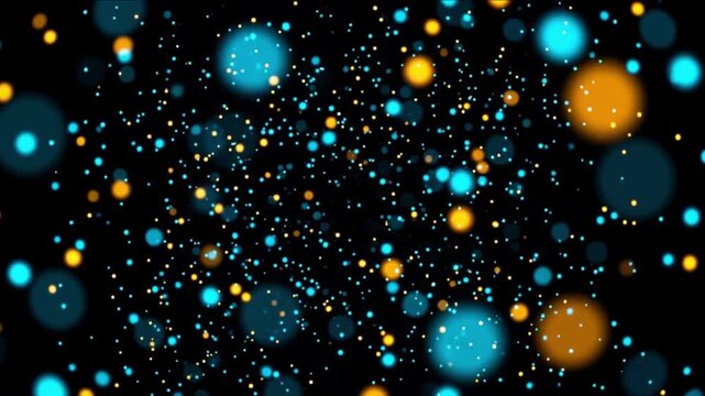 液体オスミウムの深宇宙に広がるシアンとアンバーの光ディスク3D背景
