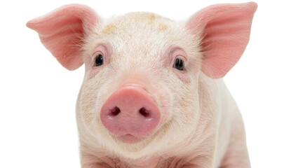 Cute pink piglet with large ears, isolated on transparent background © Cian