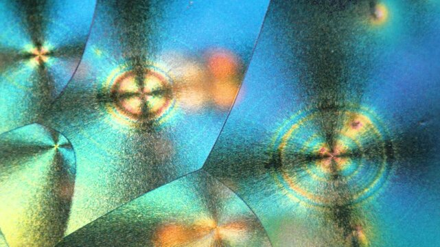 Vitamin C crystal under the microscope  using polarized light 