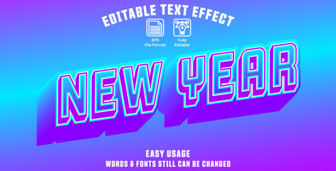 Obraz premium Editable graphic text effect new year styles