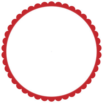 Red scalloped circle border
