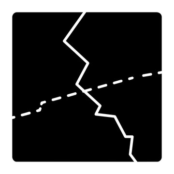 Cracked Screen Icon with Dashed Line Black Square Symbol for Damaged Glass and Repair Services