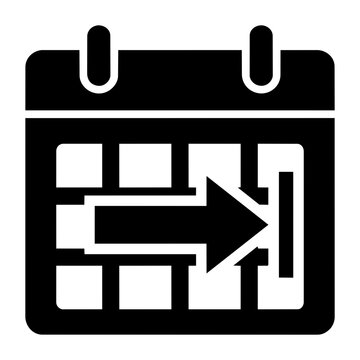 Calendar Rescheduling Icon with Arrow for Business Planning Appointment Management and Deadline Tracking Black and White Vector Illustration
