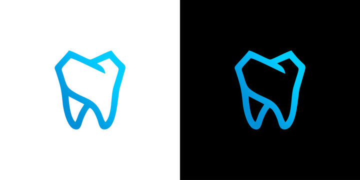 Modern blue tooth logo icon vector design, dental care and clinic symbol graphic
