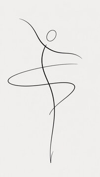 Abstract minimalist line drawing of a dancing figure