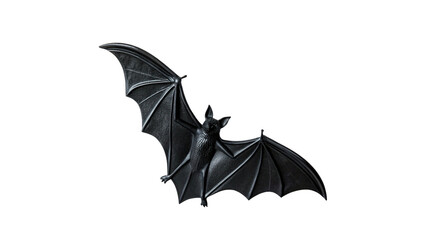 Black flying bat silhouette halloween decoration prop isolated on transparent background. © Stefan