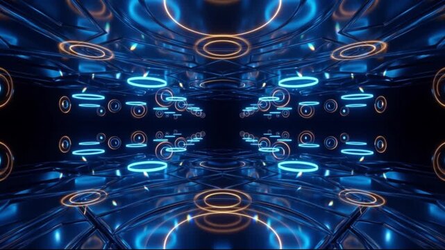 青色オスミウムの深宇宙に回折光環とプラズマが広がる超臨界キャビテーション3D背景
