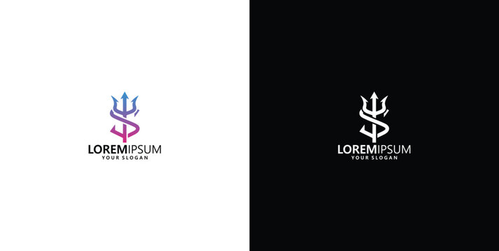 Professional Trident Letter S Logo Design Concept for Corporate Brand Identity with Gradient and Monochrome Color Variations