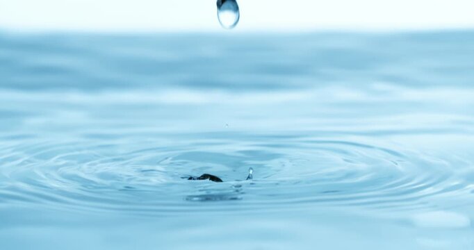Water Drops close-up of water falls in a super slow motion. Shot on super slow motion camera 1600 fps.