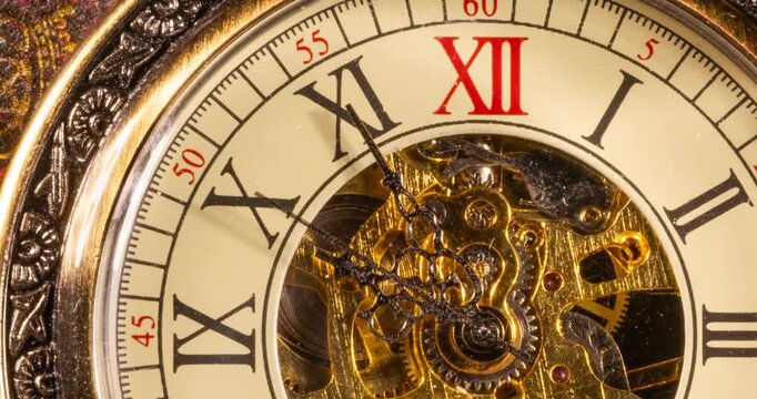 Pocket Watch Mechanism Time Lapse Symbolizing the Passage of Time.