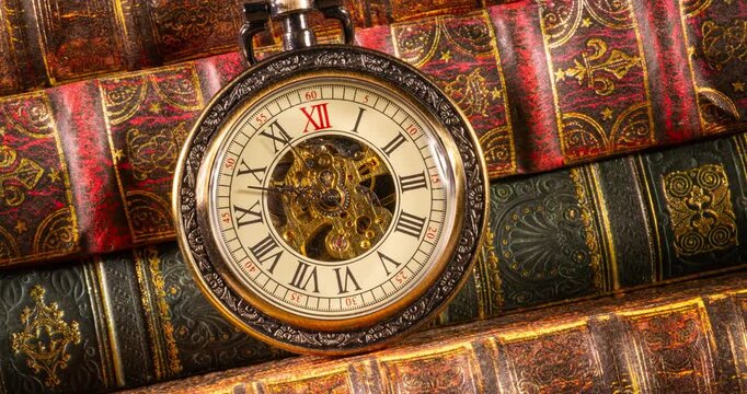 Pocket Watch Mechanism Time Lapse Symbolizing the Passage of Time.