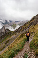 Fototapeta premium Exploring schafler ridge in appenzell switzerland on an overcast day