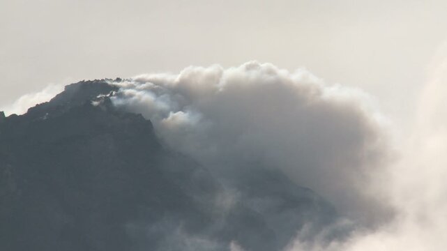 Active Merapi Volcano Releases Volcanic Gas In Indonesia