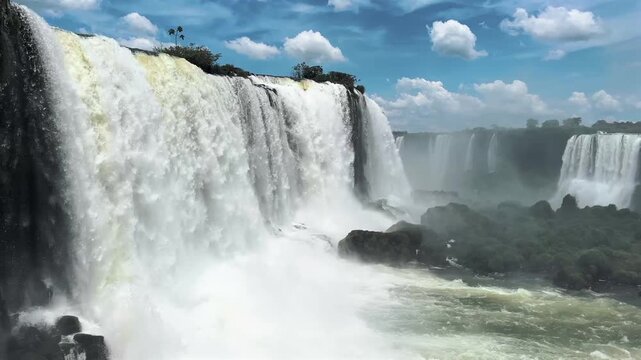 Iguazu Falls on the Argentina-Brazil border, one of the world&rsquo;s largest waterfall systems with 275 cascades surrounded by lush subtropical rainforest in Iguazu National Park.