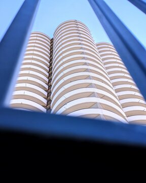 futuristic building on a blue background