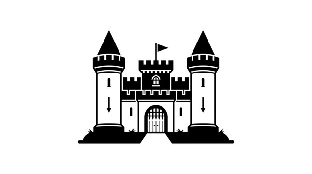 Medieval Castle Fortress Icon Symbol.