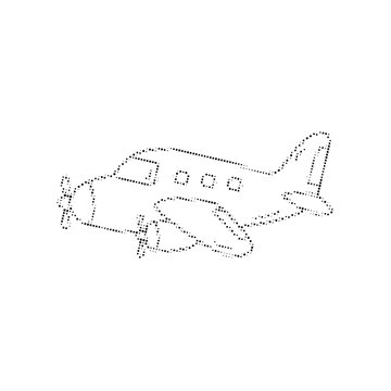 Airplane coloring page vector illustration. Features cute aircraft outline with propellers and windows. Simple black and white line art for children education and creative activity.