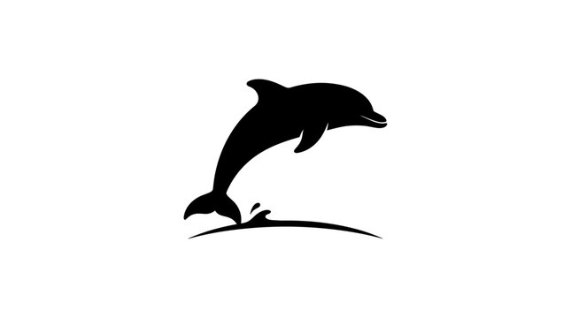 Silhouette of a dolphin jumping out of water.
