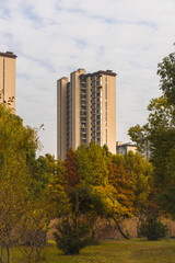 Tall Residential Towers Above Autumn Trees © TranAnhDao