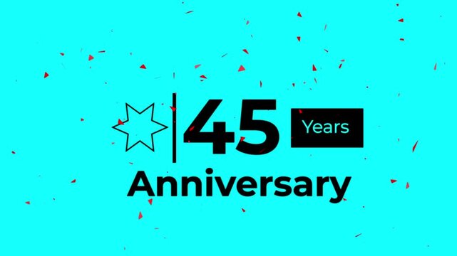 45 years anniversary typography animation with star scale rotation line reveal and exploding red banner.