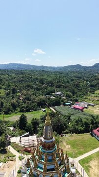 Aerial view of Ram Jadi Buddha Vihar temple, Bangladesh.