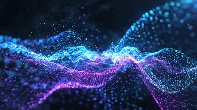Blue particle wave gif background motion graphics with smoke effect