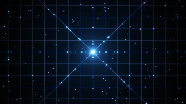 Futuristic Digital Grid Background with Glowing Blue Light, Abstract Data Network Connection, Technological Concept