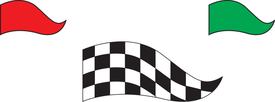 checkered flag vector illustration with red and green color flag 