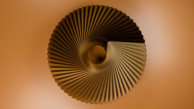 Brown and tan abstract 3d spiral with smooth curves