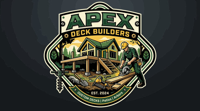 Apex Deck Builders Custom Deck Construction Emblem Isolated
