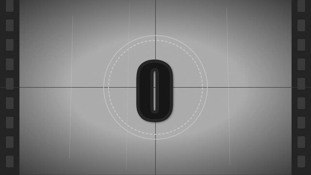 Retro Film Countdown Animation with Flicker Effect