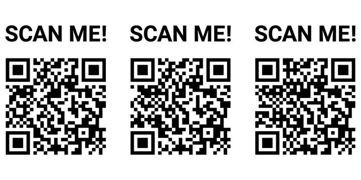 Quick response qr code icons with scan me text for mobile marketing.