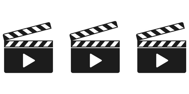 Movie clapperboard icons for film and video production on isolated canvas.