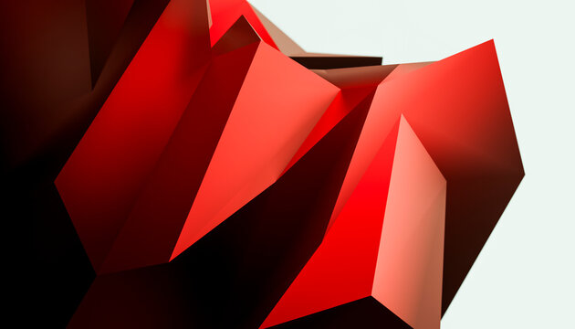 Red abstract geometric shapes with sharp angular edges in digital art