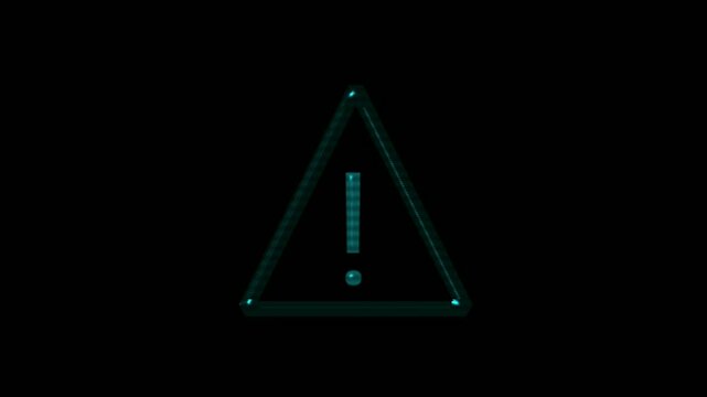 glowing warning triangle icon alert animation, for editing composite digital hack alert.