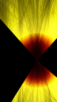 Abstract digital art with Black triangles and red yellow gradient