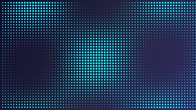 Cyan halftone dot pattern background, with a dark, blue gradient, featuring, a central focus, area with larger, dots fading into, smaller ones